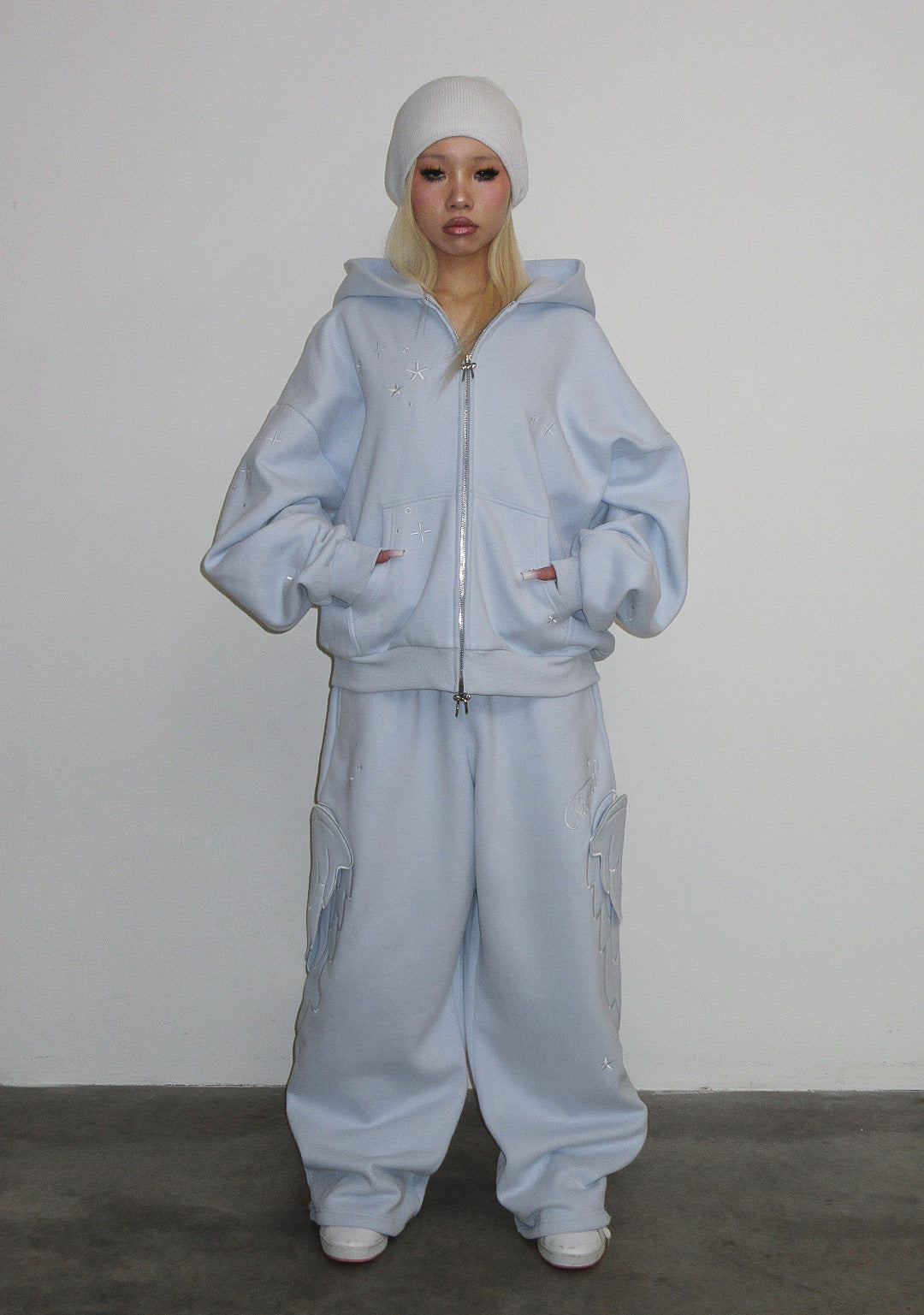 STITCH WINGS ZIP HOODIE BABY BLUE (DETACHABLE WINGS)